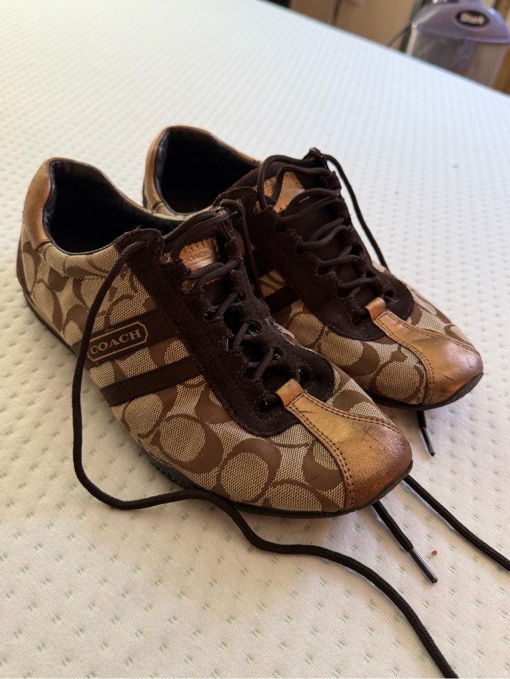 Samba style Coach Brown and Metallic Bronze kate Sneakers